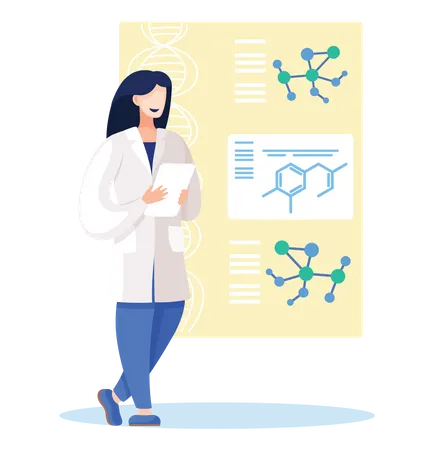 Doctor with research report  Illustration