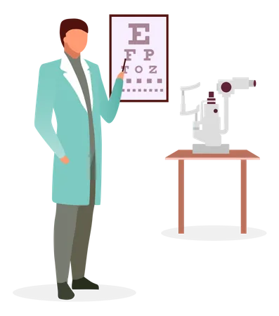 Doctor with snellen eye chart Illustration