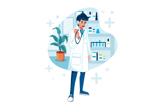 Doctor with stethoscope Illustration