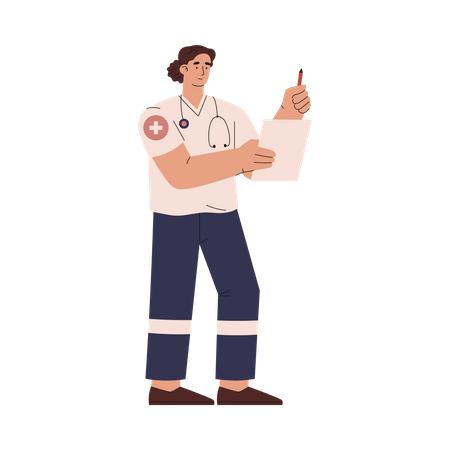 Doctor with stethoscope and notes sheet  Illustration