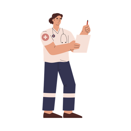 Doctor with stethoscope and notes sheet  Illustration