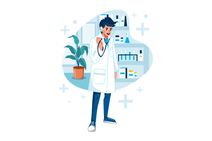 Doctor with stethoscope  Illustration