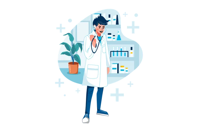 Doctor with stethoscope  Illustration