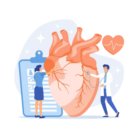 Doctor with stethoscope listening to heart beat  Illustration
