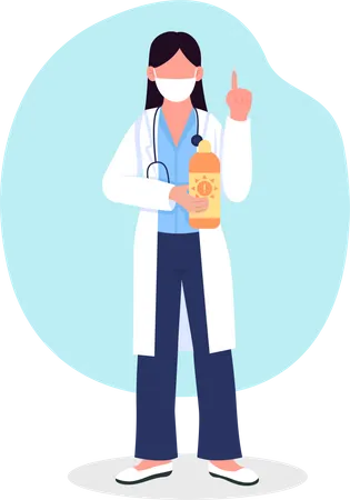Doctor With Sunscreen Semi Flat Color Vector Character Using Sunblock Is Important Full Body Person On White Healthcare Isolated Modern Cartoon Style Illustration For Graphic Design And Animation Illustration