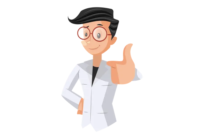 Doctor with thumb up hand gesture  Illustration
