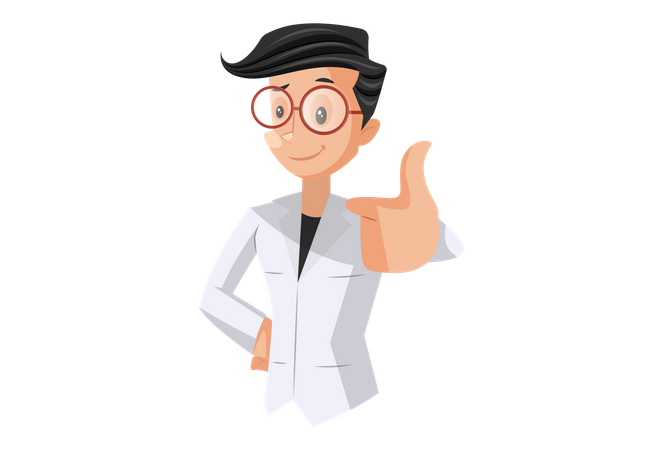 Doctor with thumb up hand gesture  Illustration