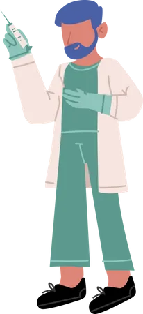 Doctor with vaccine syringe Illustration