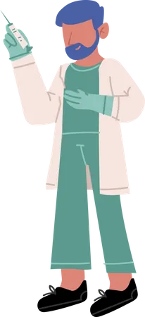 Doctor with vaccine syringe  Illustration