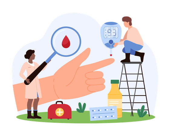 Doctor working on Blood Sugar Monitoring  Illustration