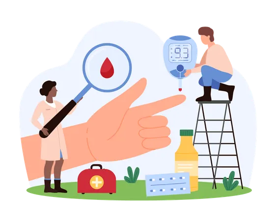 Doctor working on Blood Sugar Monitoring  Illustration