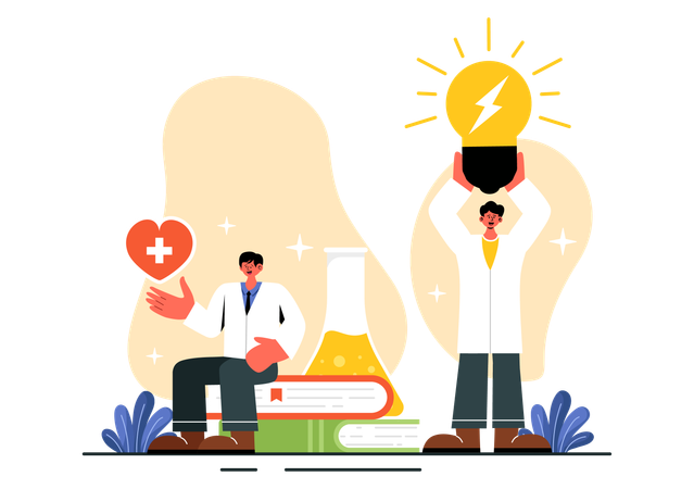 Doctor working on energy medicines  Illustration