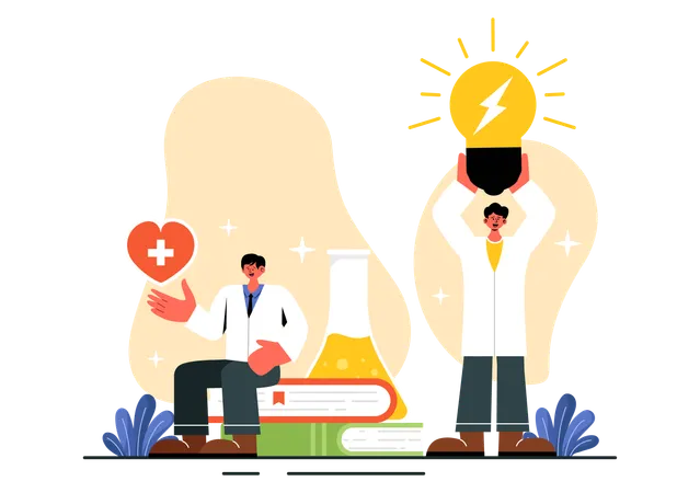 Doctor working on energy medicines  Illustration