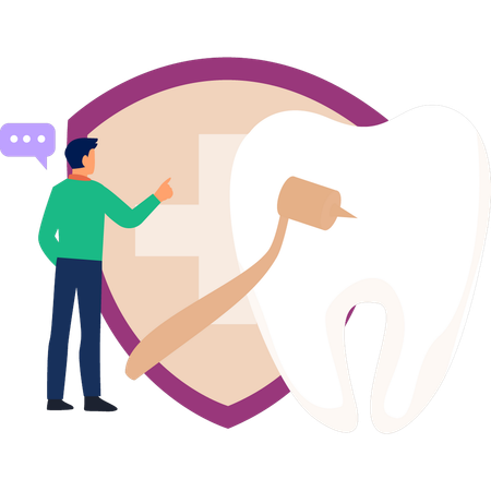 Doctor working on human teeth  Illustration