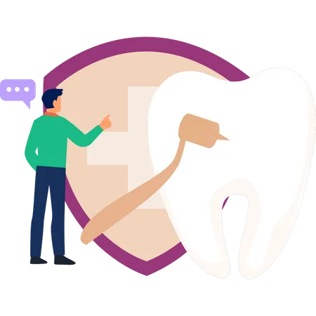 Doctor working on human teeth  Illustration