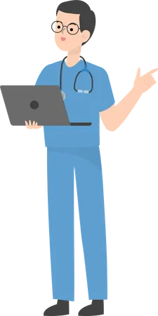Doctor working on laptop  Illustration