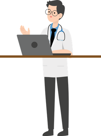 Doctor working on laptop  Illustration