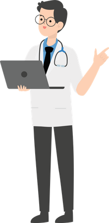 Doctor working on laptop  Illustration