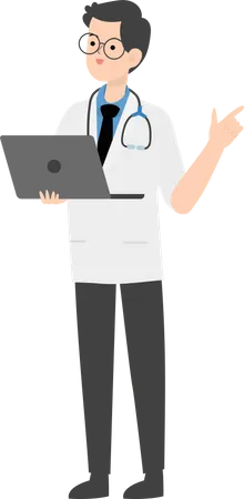 Doctor working on laptop  Illustration