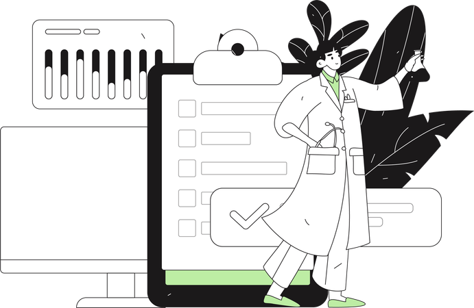 Doctor working on medical research  Illustration