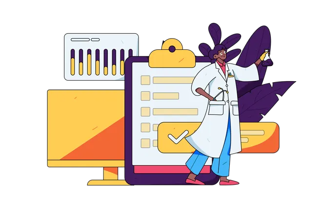 Doctor working on medical research  Illustration