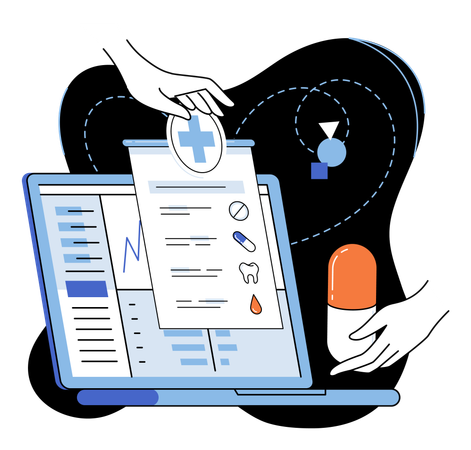 Doctor working on online medical service  Illustration