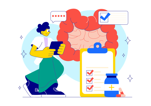 Doctor working with checklist  Illustration