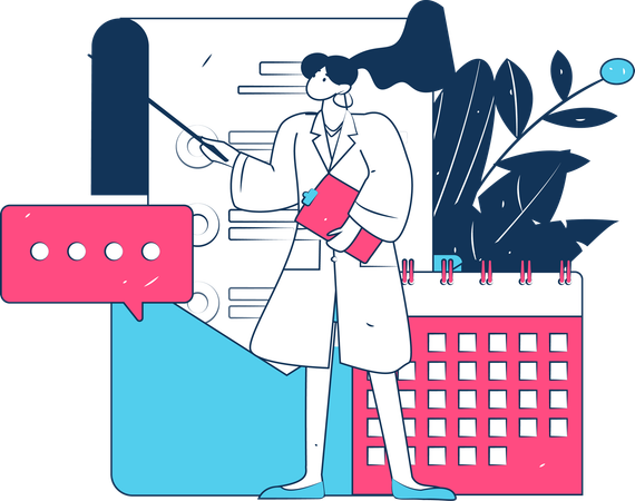 Doctor Working With Medical Schedule  Illustration