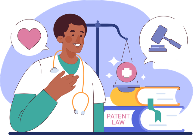 Doctor works according to law  Illustration