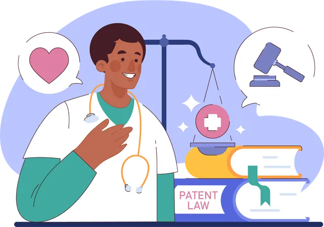 Doctor works according to law  Illustration