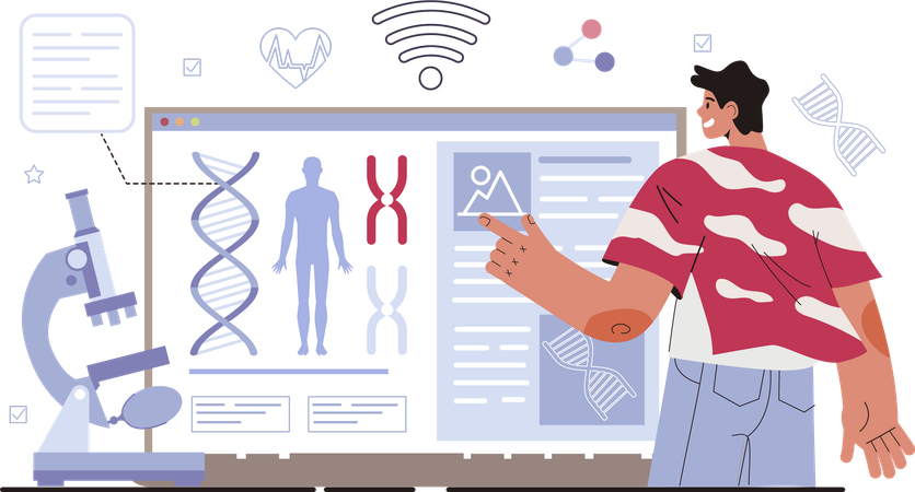 Doctor works on genetics research  Illustration