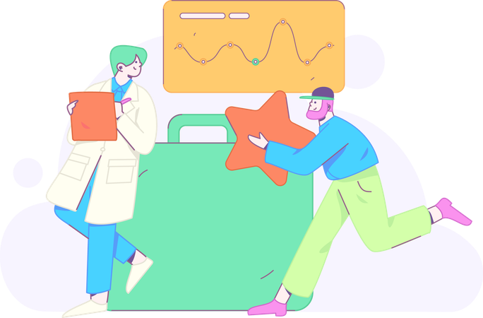 Doctor works on medical analysis  Illustration