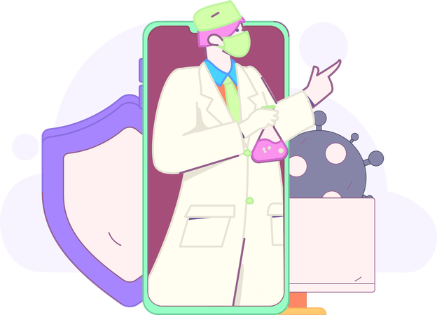 Doctor works on medical thesis  Illustration