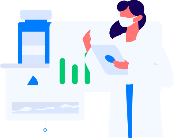 Doctor works on medical thesis  Illustration