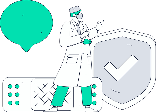 Doctor Works On Patients Bandage  Illustration