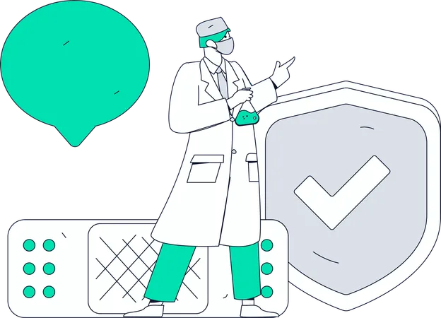 Doctor Works On Patients Bandage  Illustration