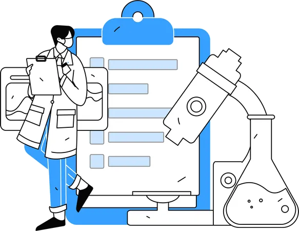 Doctor write analysis of chemicals experimented  Illustration