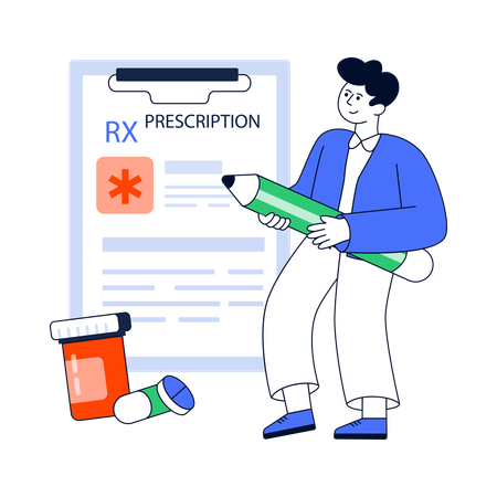 Doctor write medicine prescription for patient  Illustration