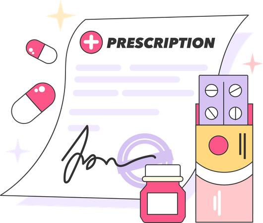 Doctor Writes Prescription  일러스트레이션