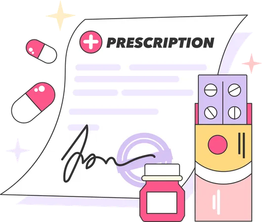 Doctor Writes Prescription  Illustration