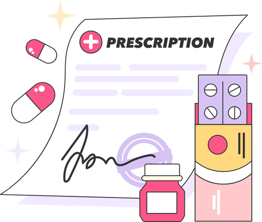 Doctor Writes Prescription  Illustration