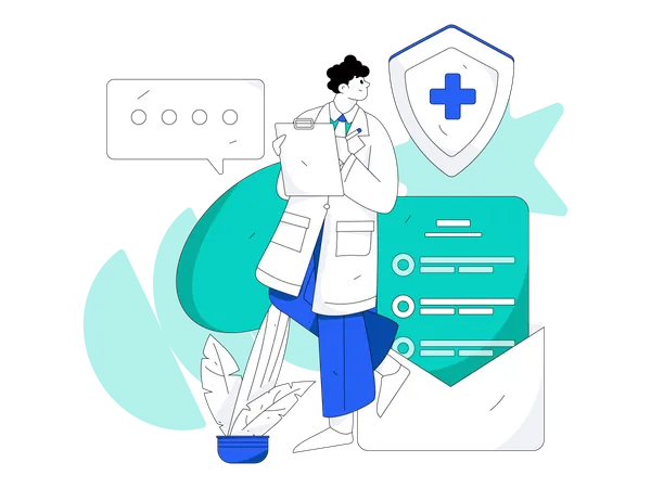 Doctor writing medical prescription  Illustration