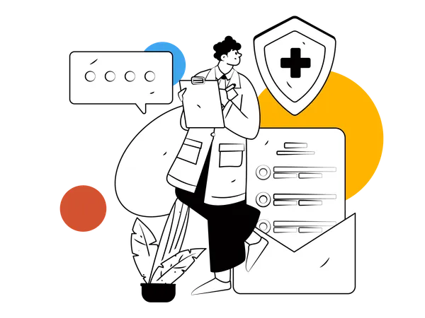 Doctor writing medical prescription  Illustration