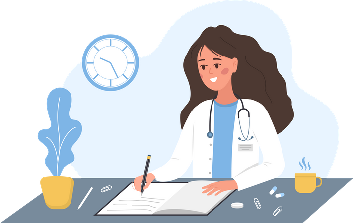 Doctor writing medical prescription  Illustration