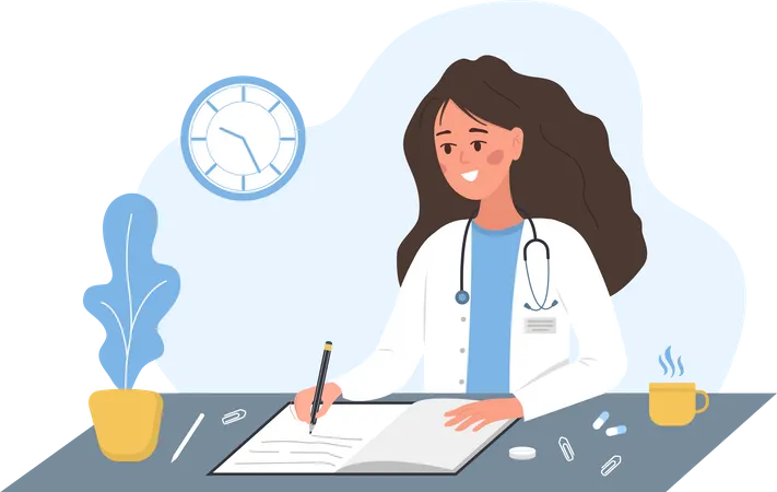 Doctor writing medical prescription  Illustration