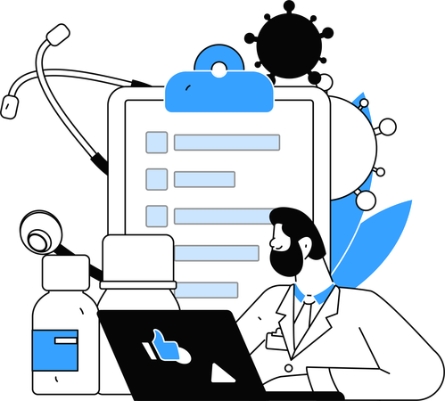 Doctor writing medicines prescription  Illustration