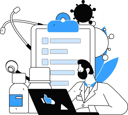 Doctor writing medicines prescription  Illustration