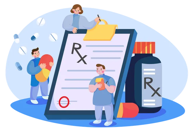 Doctor writing prescription Illustration