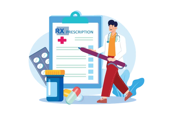 Doctor Writing Prescription  Illustration