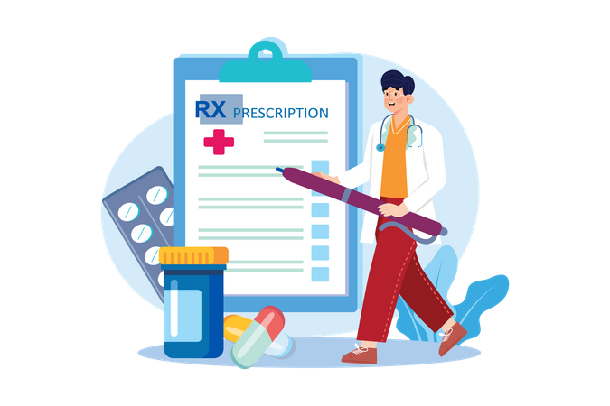 Doctor Writing Prescription  Illustration